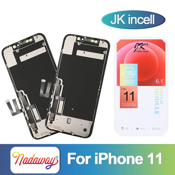 JK Incell für iPhone 11 LCD-Display, Touch-Digitizer-Baugruppe, Bildschirm-Ersatz mit Rückplatte, unterstützt IC-Transplantation