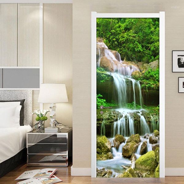 Обои горная вода водопад природная ландшафтная картина стены гостиная спальня дверь наклейка