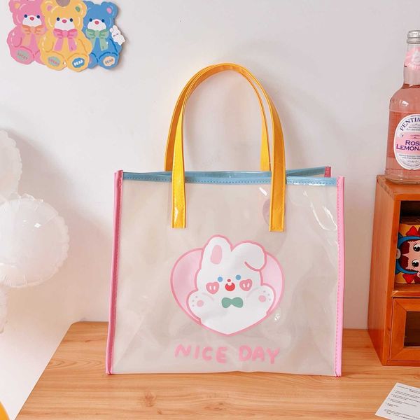 Сумки для пляжей INS Summer Girl Jelly Bag Cartoon Bear Transparent плеча водонепроницаемые пляжные студенческие путешествия 230327