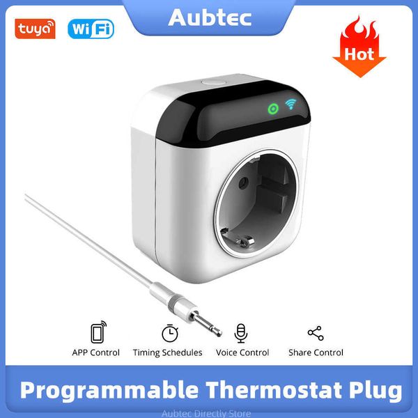 Steckdosen Wifi Tuya Smart Programmierbare Thermostat Stecker Smart Steckdose Temperatur Controller Outlet Drahtlose Plugin Steckdose APP Control Z0327