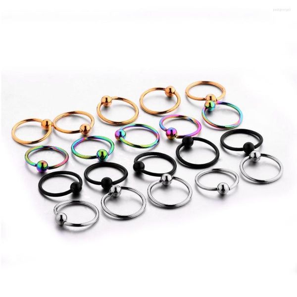 Brincos de argola YongChang 20pcs/pacote anel de contas em cativeiro com anéis redondos de bola CBr Hseptum nariz Piercing Man Jóias