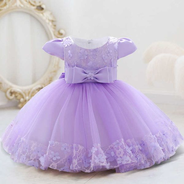 Kız Elbiseleri 2023 Çiçek Töreni Vaftiz 1 Yıl Doğum Günü Elbisesi Kız Bebek Giyim Dantel Prenses Elbiseleri Yay Parti Elbise Bebek Giysileri P230327