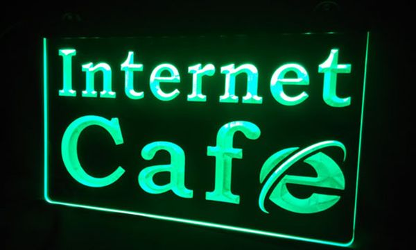 Le lampade fluorescenti a LED LS0196 firmano Internet Cafe Bar 3D con incisione al dettaglio all'ingrosso di design gratuito