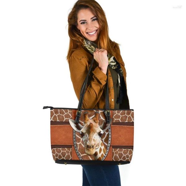 Borse da sera 2023 Trend Borse e borsette per donna Bella giraffa Design Pu Borsa a mano in pelle Borsa grande da viaggio casual da spiaggia