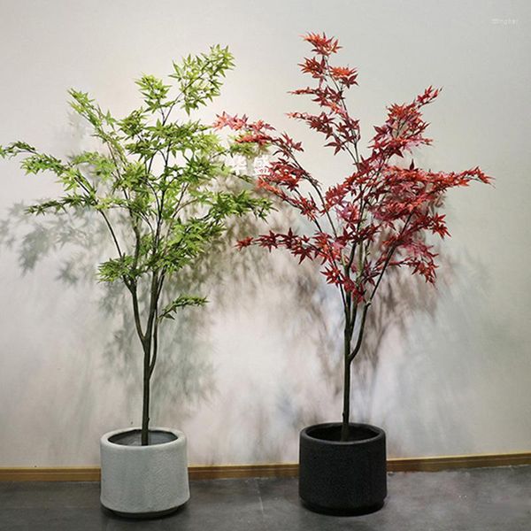 Fiori decorativi da 150 cm Simulazione pavimento verde acero verde bonsai ornamenti in vaso in vaso da fiore di fiori di vaso interno