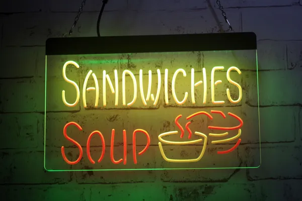 TC1358 Светодиодные стриптизки подписывают бутерброды суп -бар 3D гравюра Двойной цвет бесплатный дизайн оптом розница