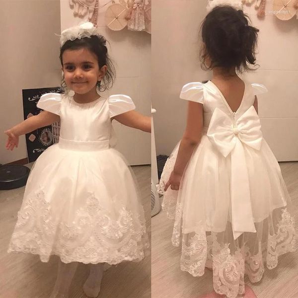 Vestidos de menina mqatz vestido de verão branco de arco 1 ano, crianças, batizando princesa vestidos para criança festa de aniversário crianças batismo roupas de bebê