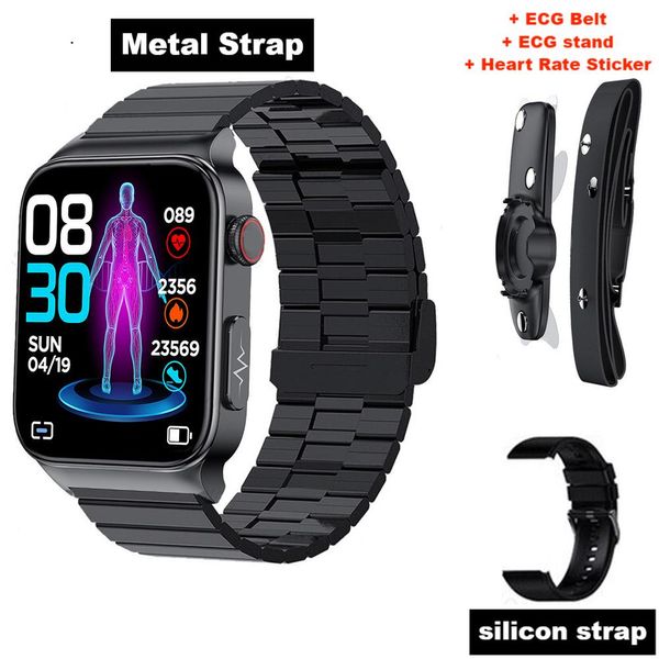 Nuovo Smart Watch Blood Test Smart Watch Men ECG PPG Monitor Pressione sanguigna Temperatura corporea Smartwatch Tracker fitness impermeabile per supporto Android Apple iOS