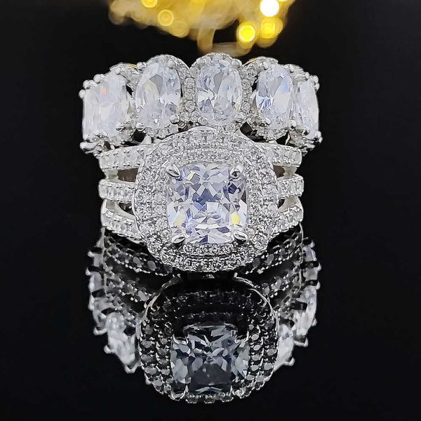 Anéis de banda feminino conjunto de anel oval jóias de prata anel de noivado de casamento atacado r5847 2023 novo z0327