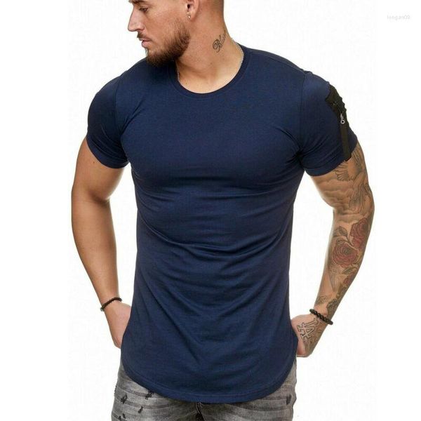 Camisetas masculinas 2023 Mens de manga curta camiseta camiseta slim fit blusa casual top de verão roupas musculares homens