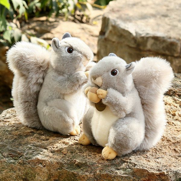 20cm Wild World World Like Grey Squirrel Plushie Simulação de pelúcia cabelos fofos grande guarda