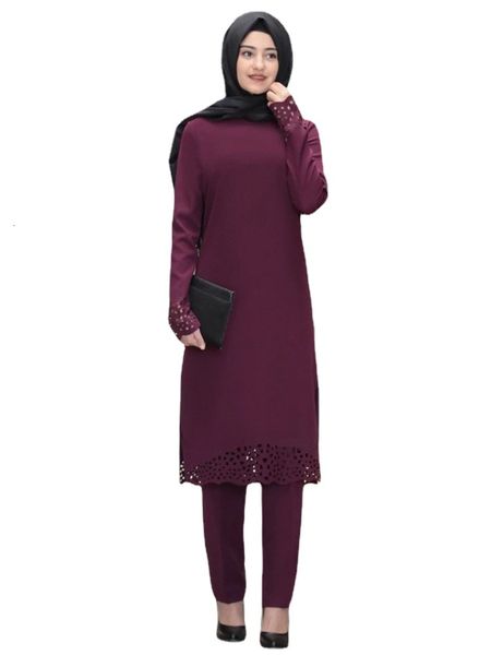 Ethnische Kleidung 2-teiliges muslimisches Abaya-Set, Oberteil und Hose, Damen, Türkei, geteilte Abayas-Kleider, Ramadan, marokkanischer Kaftan, islamische Kleidungssets, M-4XL, 230328