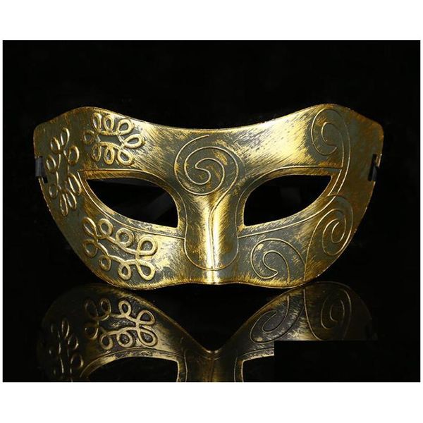 Partymasken antike golden Sier Bronze Maske Halbgesicht flachgeschnitz