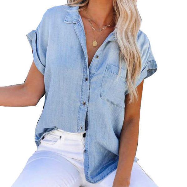 23SSdesignerNew Line Summer New Line Women's Solid Polo Wash Water Denim Casual Camicia bomber da donna