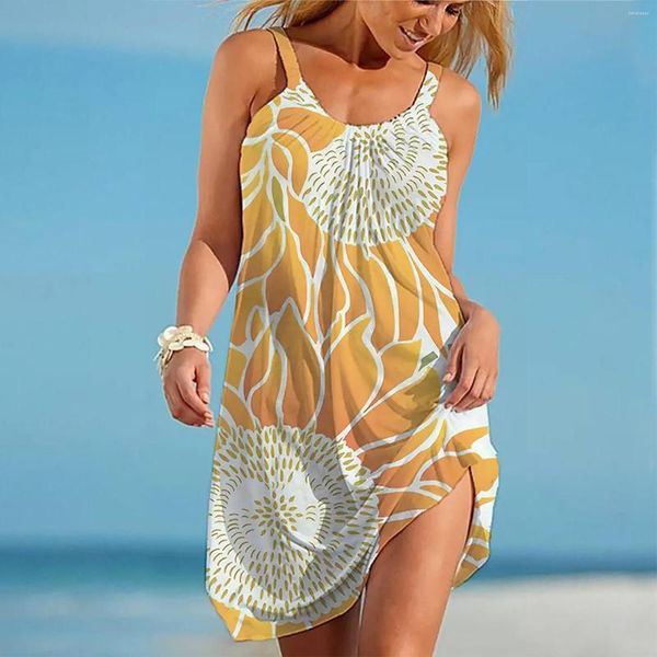 Vestidos casuais vestido feminino feminino de moda sexy com tampa de mangas de girassol com girassol hemos de praia solteira sling maxi women