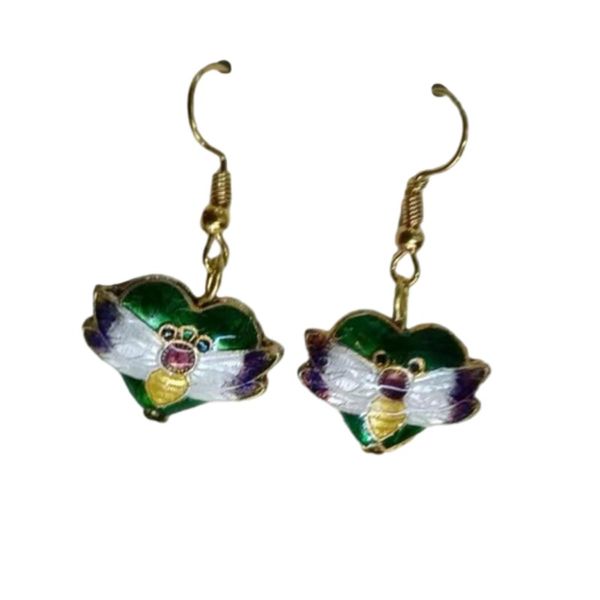 Personnalisé Cloisonné Émail Coeur Abeille Charmes Boucles D'oreilles Animal Mignon Bijoux Femmes Accessoires Artisanat Traditionnel Abeille Cadeaux 10 paires / lot