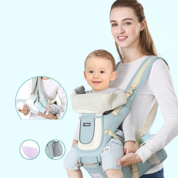 Zaini Marsupi Imbracature 0-36 M Baby Marsupio in puro cotone Vita Sgabello Front Hold Multifunzionale Infant Four Seasons Universal Rear Dual U