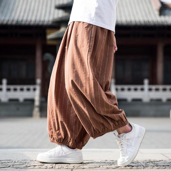 Мужские брюки китайский 2023 Традиционный костюм ханфу тай -чи мешковины