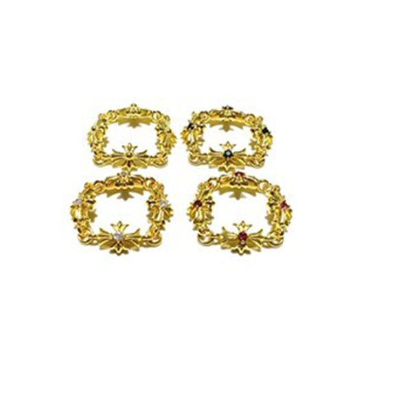 A161 S925 Sterling Silver Ring personalizado moda moda punk estilo de hip hop ouro banhado cruzamento conjunto de flores diamante casal letra jóias amante presente