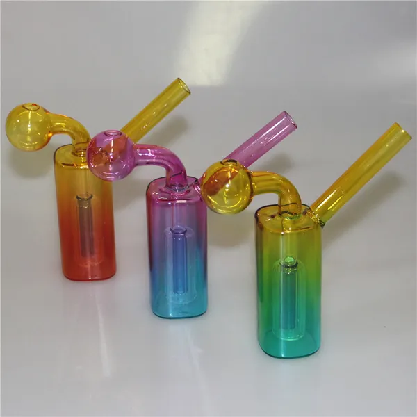 4.72 inç ile yeni mini cam yağ brülör bong bong clear pyrex kalın cam su borusu geri dönüştürücü dab teçhizat bong kül catcher