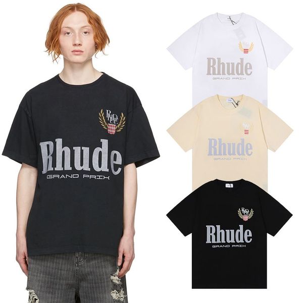 Ins Hot 23SS Frühling Sommer T-Shirt American Luxury Rhude Shirt Skateboard Herren Designer T-Shirt Damen Herren Casual T-Shirt gutes Herren T-Shirt US GRÖSSE #1546