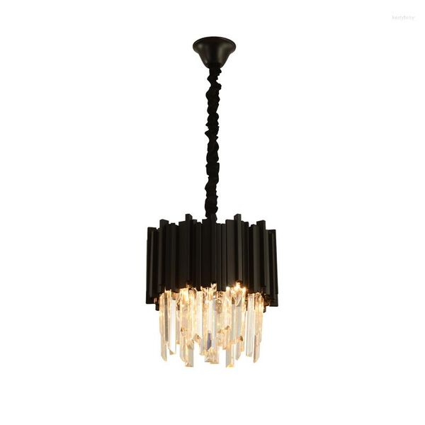 Lampadari di lusso nero oro argento cristallo designer rotondo LED lampadario illuminazione lustro sospensione apparecchio lampada per foyer