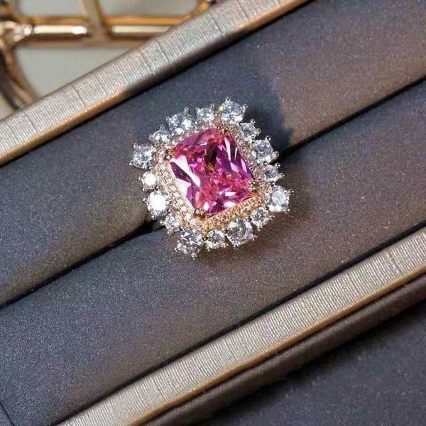 925 anel de prata esterlina, adequado para mulheres, anel de luxo com design de diamante de flor e rosa, ideal para festa de noiva de festas de casamento anel de noivado Z0327
