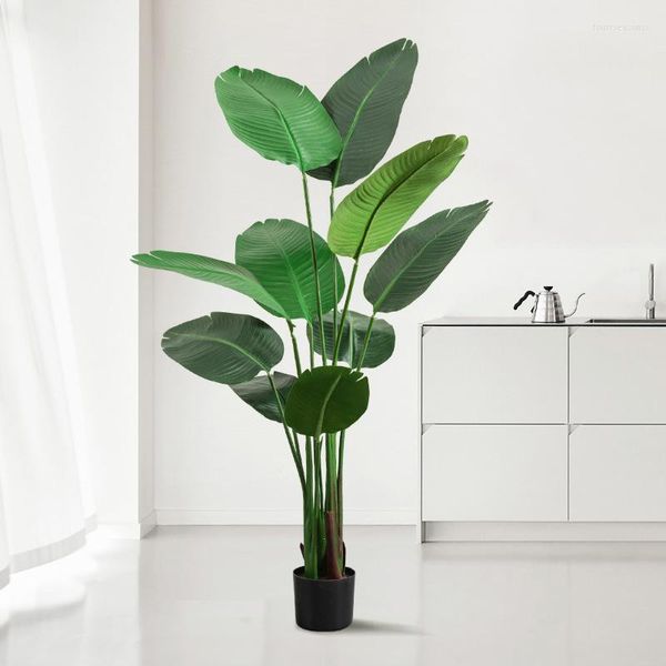 Fiori Decorativi Piante Artificiali Realistiche - 90-180 Cm Pianta Di Banano Del Viaggiatore In Vaso Per Uccelli Paradiso Per La Decorazione Domestica Materiale PU