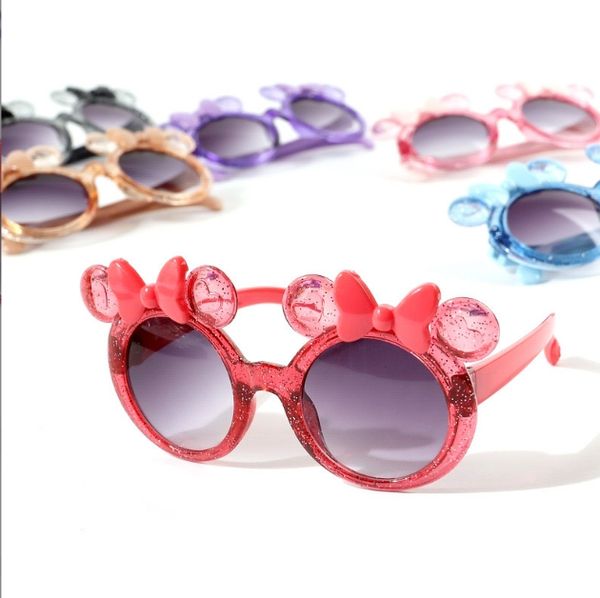 Bambini Cute Cartoon occhiali da sole neri montatura trasparente Shiny Bowknot Occhiali da sole Protezione solare per esterni Summer Baby Sport Shade Kid UV400 Eyewear