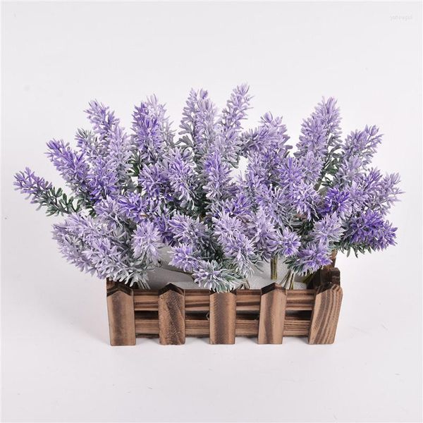 Flores decorativas Flor artificial Plástico lavanda Fake Plant Wedding Home Garden Decoração