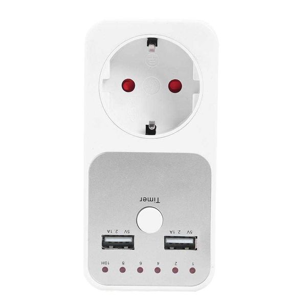 Steckdosen Dual USB Port EU Stecker Steckdose Countdown-Timer Konverter Zweiweg Ausgang 5V2A Versorgung mit USB für iPhone iPad Z0327