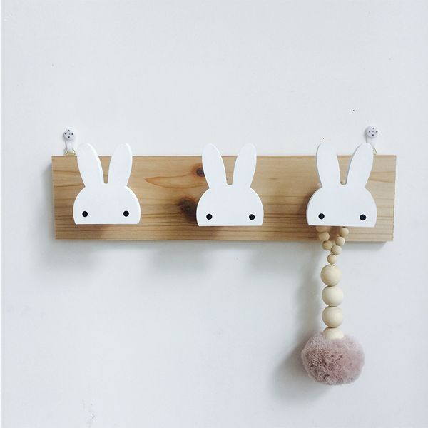 Крюки рельсы детская комната декоративная деревянная белая кролика натуральное дерево