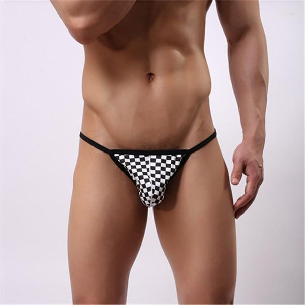 Produttori di mutande Intimo da uomo all'ingrosso Slip scozzesi in bianco e nero con slip bikini sexy a vita bassa