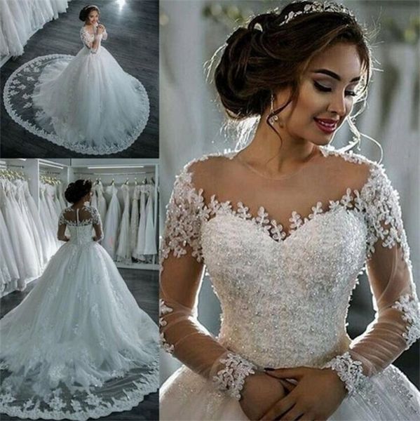 Abiti da festa Vestidos De Noiva Elegante ALine suknia slubna Abito da sposa Tulle Appliques Abiti da principessa in pizzo con perline trouwjurk 230328