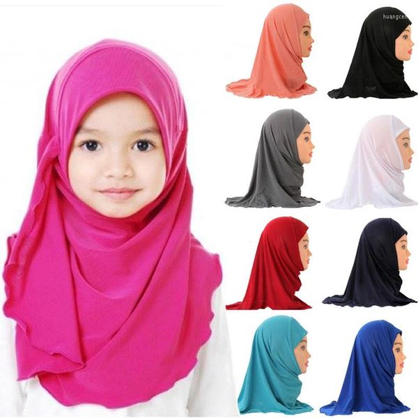 Sciarpe Ramadan Ragazze musulmane Bambini Hijab Sciarpa islamica Scialli Soft Stretch da 2 a 7 anni 50 cm Bambini Hijab Headwrap