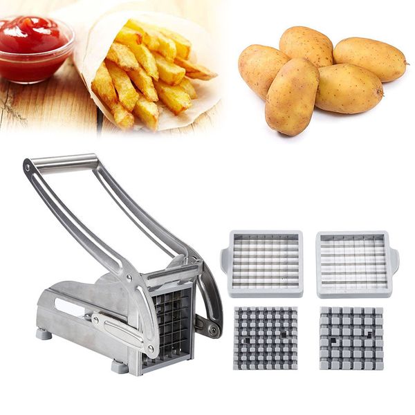 Cestas de armazenamento 2 lâminas de batata de batata de aço de aço, fabricação de ferramentas Manual de Fratas French Slicer Machine Fry Cutting 230327