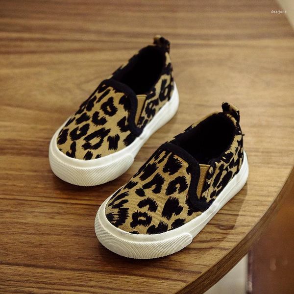 Спортивная обувь детская холст леопардовый принт скользить на повседневной резиновой мягкой подошве с круглыми ногами для девочек и мальчиков мода Сплошной размер 19-36