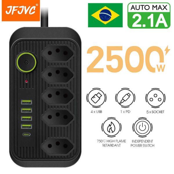 Строки полоска Brasil Plugc Ac Ac Actlets MultiTap Line Filter Extension Berp Электрик с USB Type C Adapter Network Z0327