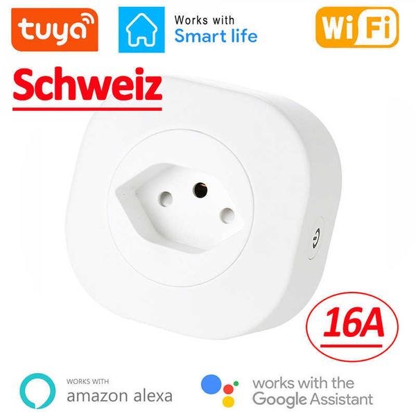 Steckdosen WiFi Smart Plug 16A Schweiz CH Stecker Steckdose Tuya Smart Leben APP Für Alexa Google Startseite Voice Control Timing Z0327