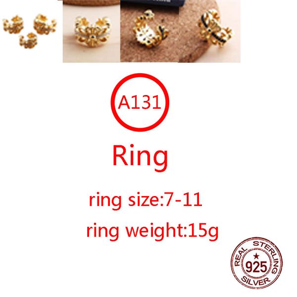 A131 Ring aus S925-Sterlingsilber, personalisierbar, modisch, Punk-Hip-Hop-Stil, vergoldet, Kreuz, Blumenausschnitt, mit Diamant-Liebhaber, buchstabenförmiger Schmuck, Geschenk für Liebhaber