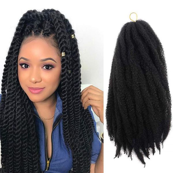 18 pollici Afro crespo Bulk capelli twist cubano Kanekalon Marley capelli Afro crespo Locs sintetico Crochet intrecciare l'estensione dei capelli