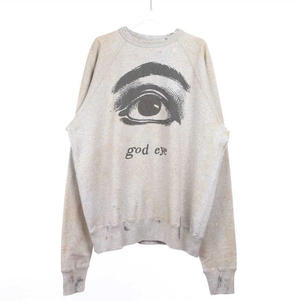 Designer Fashion Hoodie Saint Michael faz graffiti velho e destrói os olhos neblina solteira casual casual redondo suéter de pescoço