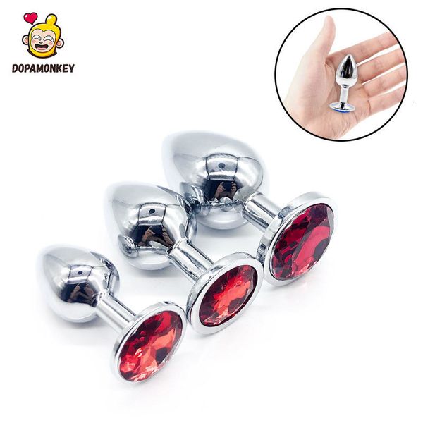 Analspielzeug DOPAMONKEY Metall Analplug 10 Farben mit Kristallschmuck Glatte Prostatamassage Butt Plug Anal Sexspielzeug für Frauen Männer Paare 230327