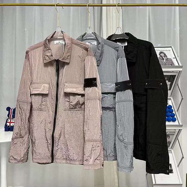 Giacche da uomo 2023 Musim Semi dan Gugur Jalan Batu Pria Jaket Reflektif Tahan Air Polo Ritsleting Mantel Bordir Patch Wanita Top 230328