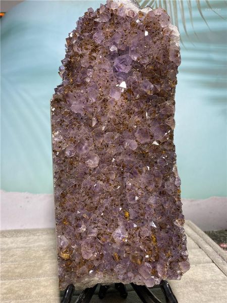 Dekorative Figuren, Amethyst, Rutil, Naturstein, Kristall, Heilstein, Mineralien für Schmuck, Wicca-Geode, spirituelle Druzy-Probe, ästhetisch