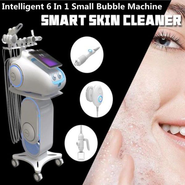 Intelligent Oxygen Jet 6 In 1 Small Bubble Machine Spruzzo di ossigeno facciale Iniezione di martello freddo Pore Clean Hydro Face Pulizia profonda