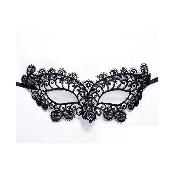 Maschere per feste New Masquerade Black Sexy Lace Mask Retro Fun Lily Of The Valley Side Wy788 Drop Delivery 202 Dh8Ok