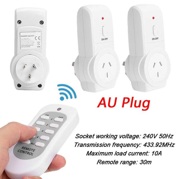Sockets Smart Plug de tomada elétrica Au Socket 43392MHz Controle remoto sem fio 10A Soquete do interruptor de luz ONOFF Z0327