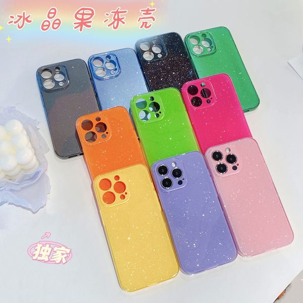 Capas premium Sense Ice Crystal Glitter Jelly Soft TPU Case para iPhone 14 11 Pro Max 12 13 iPhone X XS Max XR Cor sólida Sparkling Phone Cover