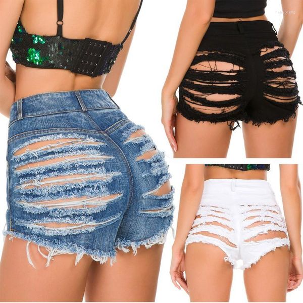 Jeans femininos de verão senhoras sexy shorts de jeans rasgados buracos mulheres boates de boate do bar Wear 2023